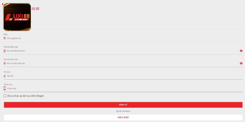 Hướng dẫn đăng ký Lixi88 điền thông tin chuẩn